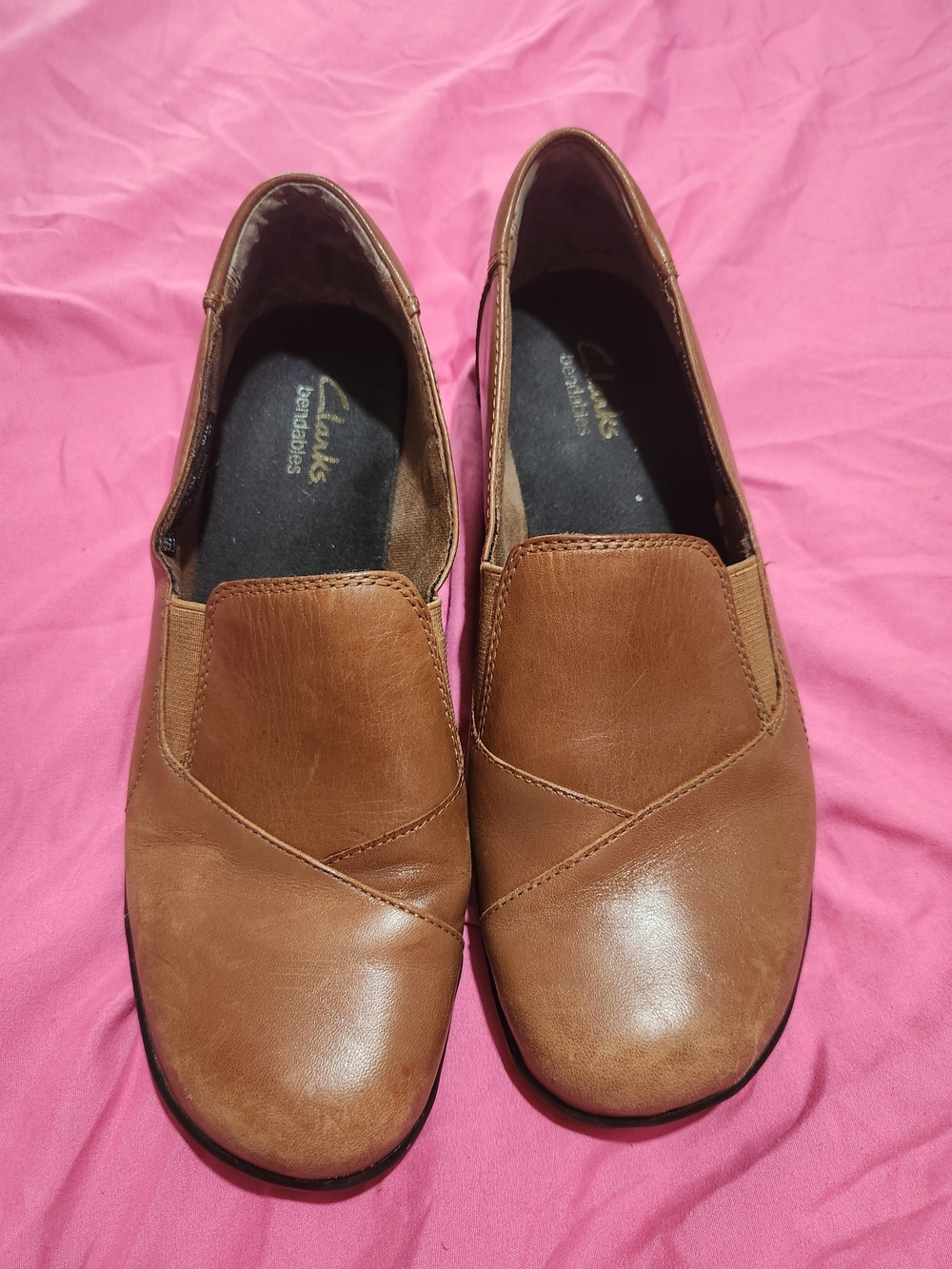 Clarks Brown Leather Slip-On Loafers